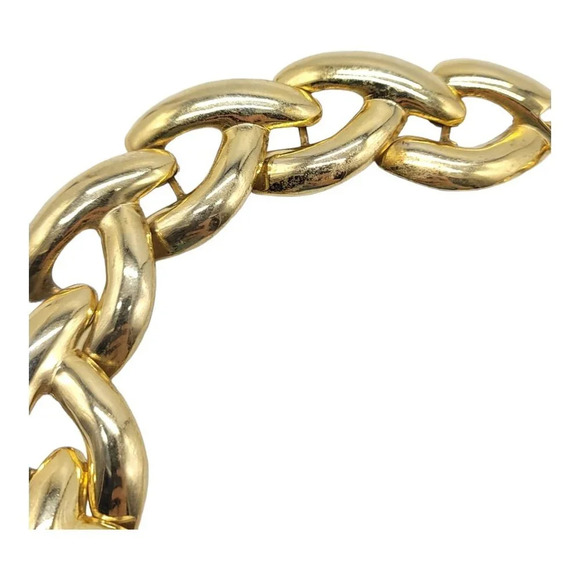 1980s Runway Couture Style Wide Chain Link Gold Tone Chunky Necklace 19.5" - Picture 3 of 8